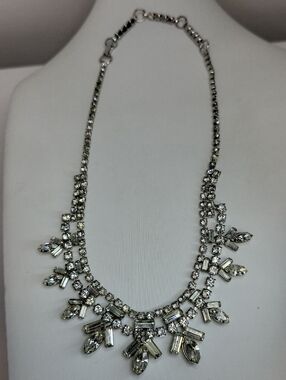 Vtg Jay Kel Sterling Rhinstone Necklace